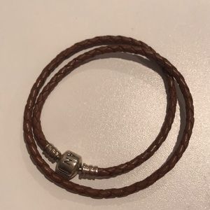 Pandora Brown Leather Double-Wrap Bracelet